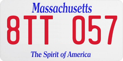 MA license plate 8TT057