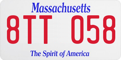 MA license plate 8TT058