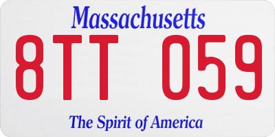 MA license plate 8TT059