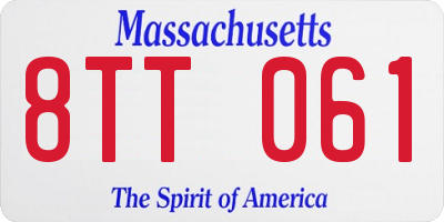 MA license plate 8TT061