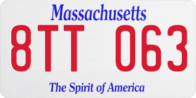 MA license plate 8TT063
