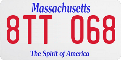 MA license plate 8TT068