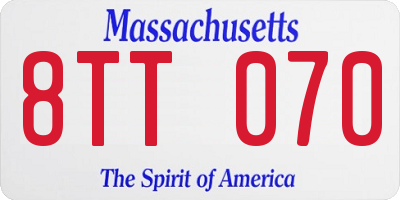 MA license plate 8TT070