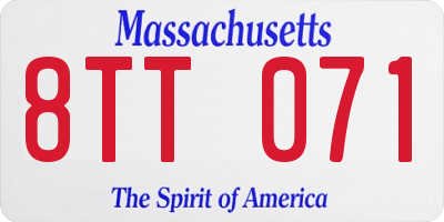 MA license plate 8TT071