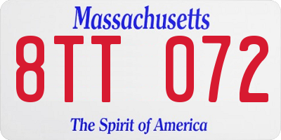 MA license plate 8TT072