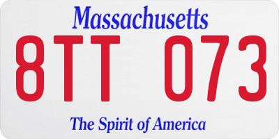 MA license plate 8TT073