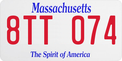 MA license plate 8TT074