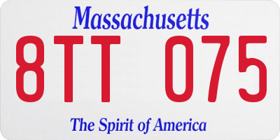 MA license plate 8TT075