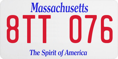 MA license plate 8TT076