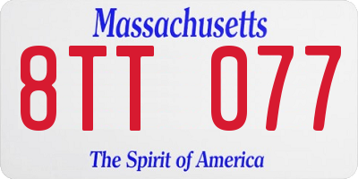 MA license plate 8TT077