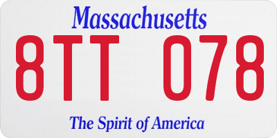 MA license plate 8TT078