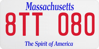 MA license plate 8TT080