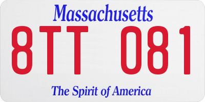 MA license plate 8TT081