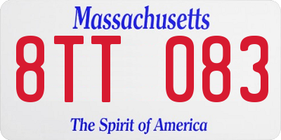 MA license plate 8TT083