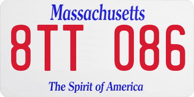 MA license plate 8TT086