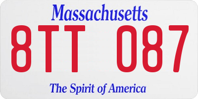 MA license plate 8TT087