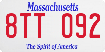 MA license plate 8TT092