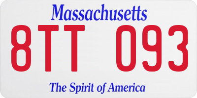 MA license plate 8TT093