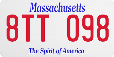 MA license plate 8TT098
