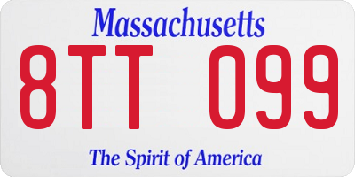 MA license plate 8TT099