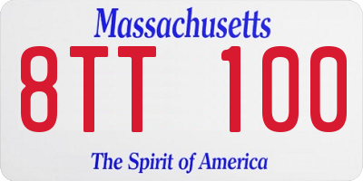 MA license plate 8TT100