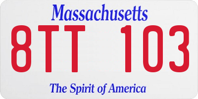 MA license plate 8TT103
