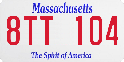 MA license plate 8TT104