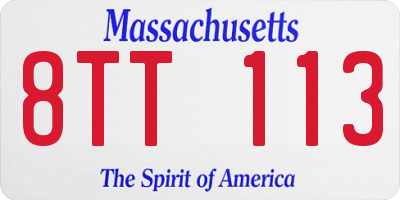 MA license plate 8TT113