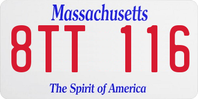 MA license plate 8TT116