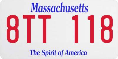 MA license plate 8TT118