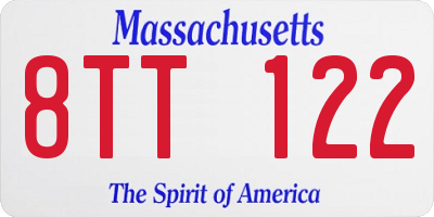 MA license plate 8TT122