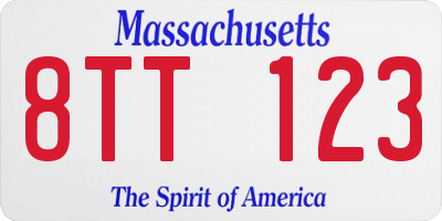 MA license plate 8TT123