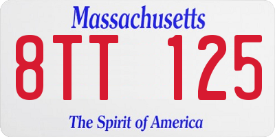 MA license plate 8TT125