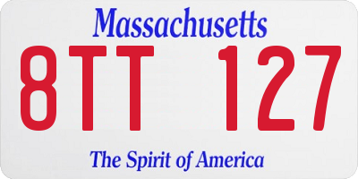 MA license plate 8TT127