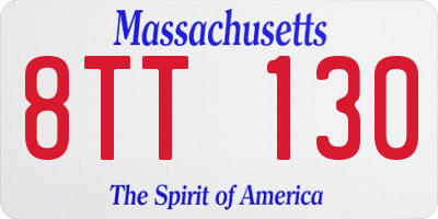 MA license plate 8TT130