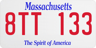 MA license plate 8TT133