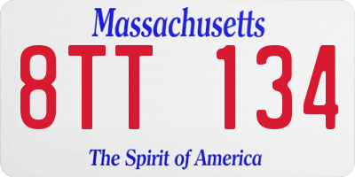 MA license plate 8TT134