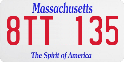 MA license plate 8TT135