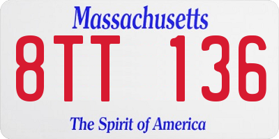 MA license plate 8TT136