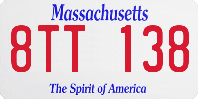 MA license plate 8TT138