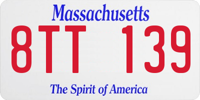 MA license plate 8TT139