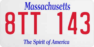 MA license plate 8TT143