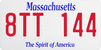 MA license plate 8TT144