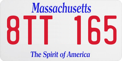 MA license plate 8TT165