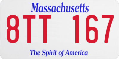 MA license plate 8TT167
