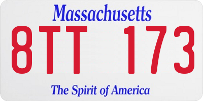 MA license plate 8TT173