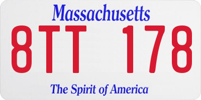 MA license plate 8TT178