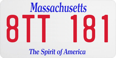 MA license plate 8TT181