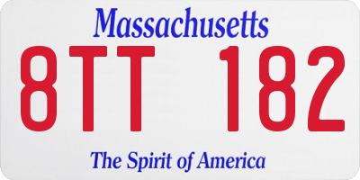 MA license plate 8TT182