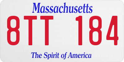 MA license plate 8TT184